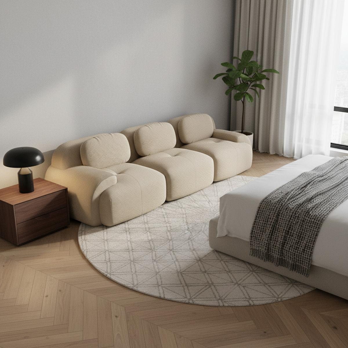3-SITZER-SOFA in Premium-Cord Montagefrei & Rutschfest - Beige, Textil (298/75/103cm) - Urban Meuble