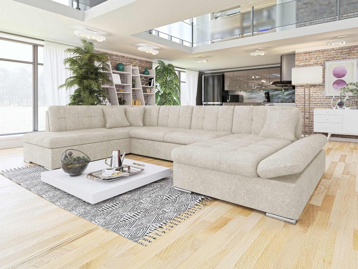 ECKSOFA Bergen, Seite: Rechts - Silberfarben/Naturfarben, Holz/Textil (345/76/205cm) - MIRJAN24