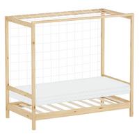 KINDERBETT Fußballtor mit Matratze 80x160 cm Natur - Naturfarben, Holz (80/160cm) - ML-DESIGN