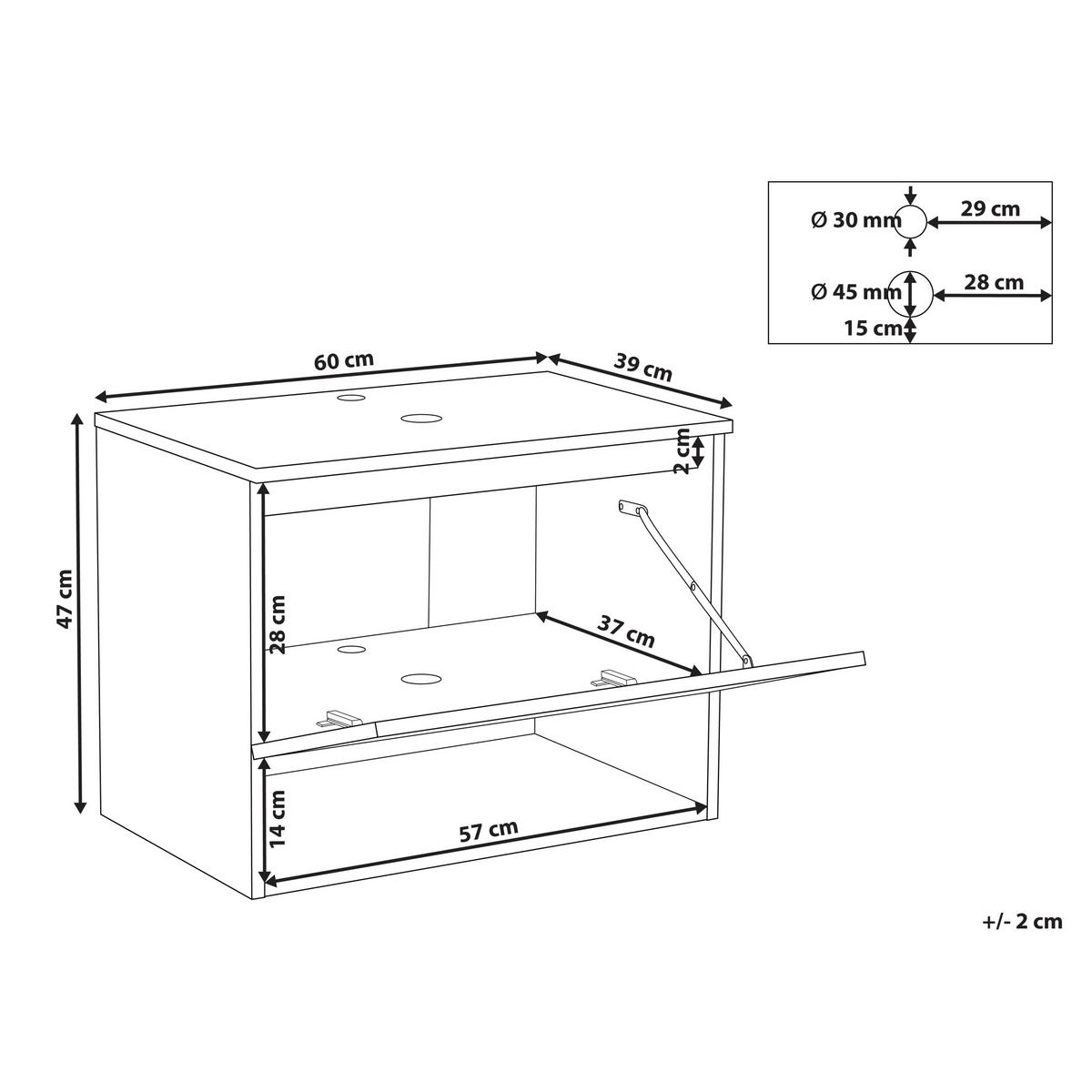 WASCHBECKENUNTERSCHRANK wandmontiertk 60 cm Hellbraun Natal - Hellbraun, Holzwerkstoff (60/47/39cm) - Beliani