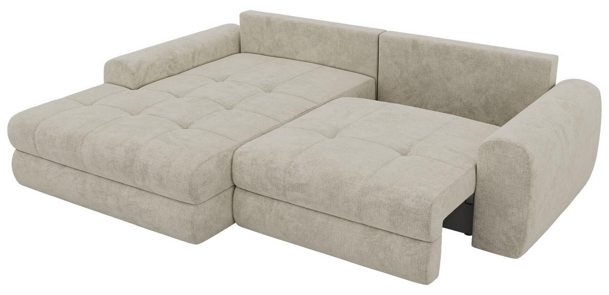 ECKSOFA ARELIA L - Creme Schenille grob gewebt - Rechts Seite - Creme/Schwarz, Kunststoff/Textil (205/292cm) - MKS