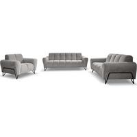 SITZGARNITUR Volare Sofas+Sessel, ohne Schlaffunktion, Hellgrau - Hellgrau/Schwarz, Textil/Metall (220/83/98cm) - Beautysofa