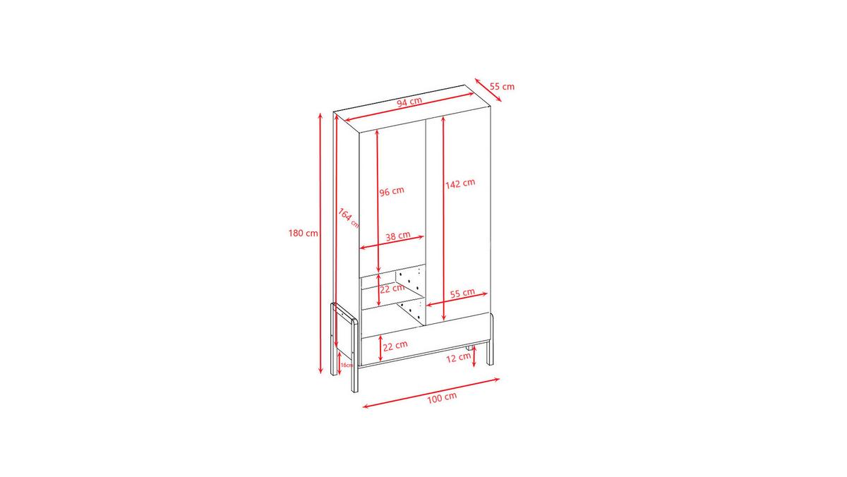 KINDERKLEIDERSCHRANK Victor - Weiß, Holzwerkstoff (180/55/100cm) - RAUMHIRSCH FURNITURE