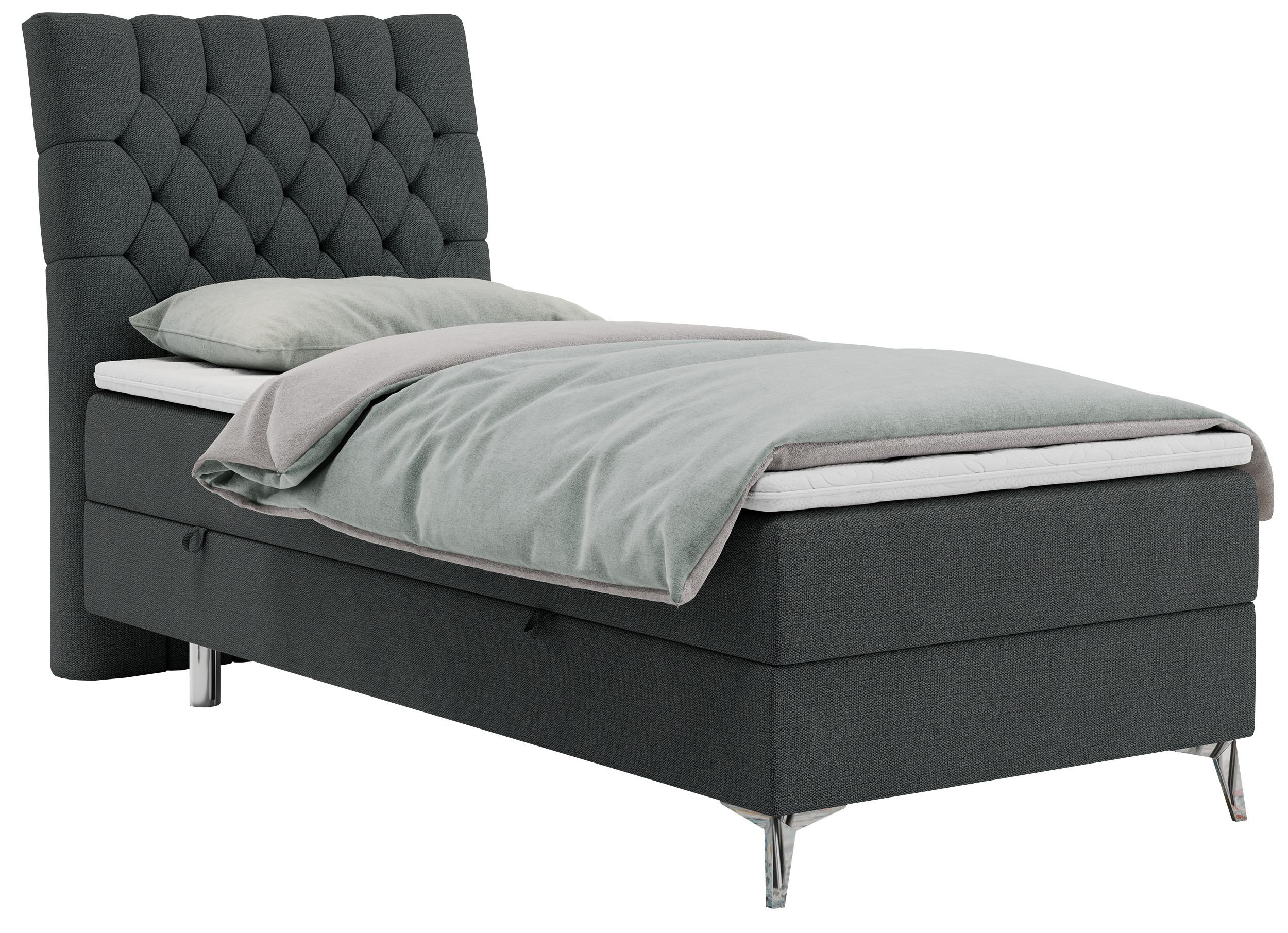 BOXBETT MILEN 90/200 Dunkelgrau Struktur - H4 - Links Seite - Dunkelgrau, Holz/Textil (90/200cm) - MKS