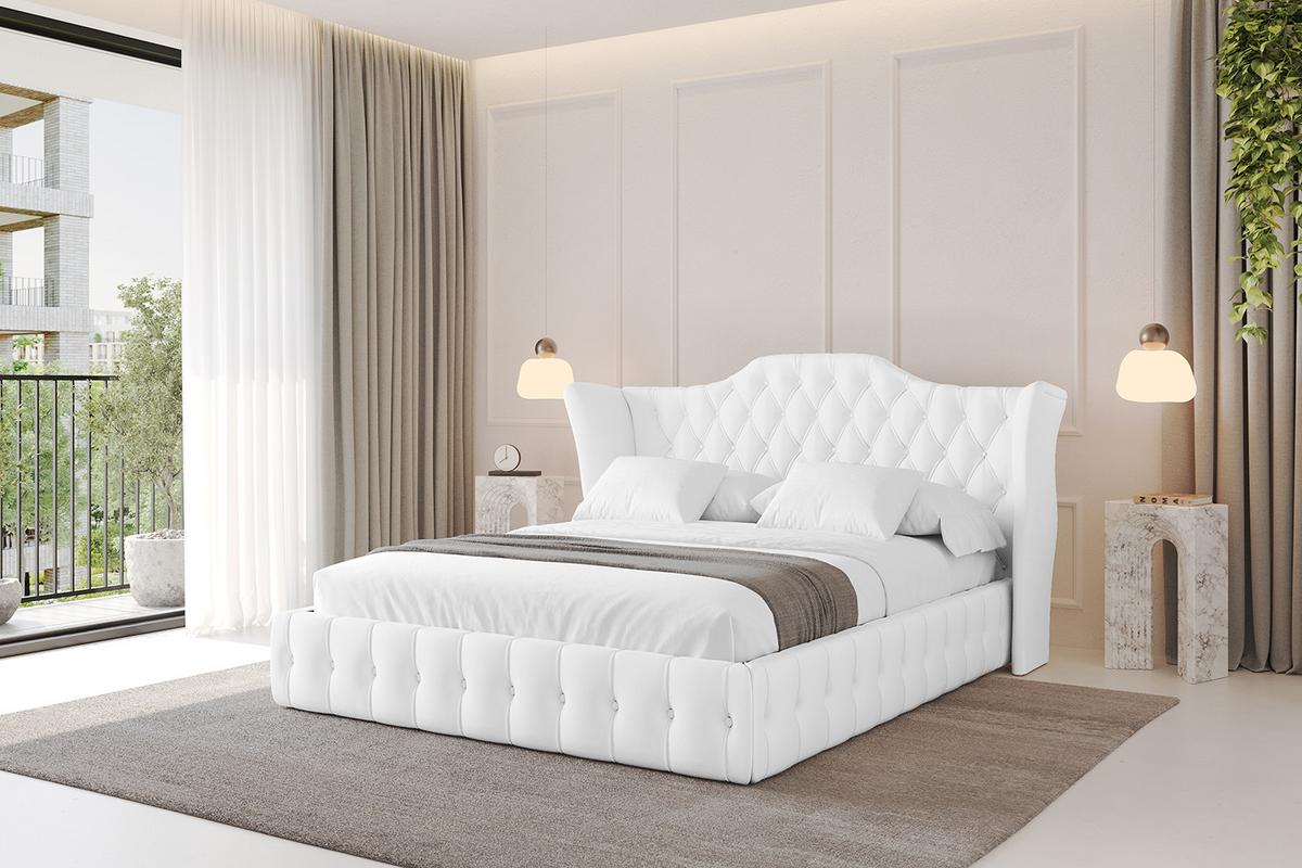 POLSTERBETT mit Bettkasten und Lattenrost, Boxbett ohne Matratze - MODY 120x200 Weiß Kunstleder - Weiß Hochglanz, Holzwerkstoff/Textil (120/200cm) - ALTDECOR