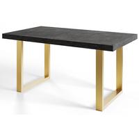 INDUSTRIELLER Esszimmertisch LOFT-U, ausziehbarer Tisch, Größe: 120-220X80X77 cm, Wohnzimmertisch Farbe: Dunkelgrau, mit Metallbeinen in Farbe Gold - Dunkelgrau/Goldfarben, Holzwerkstoff (120/80/77cm) - Alpi-Möbel