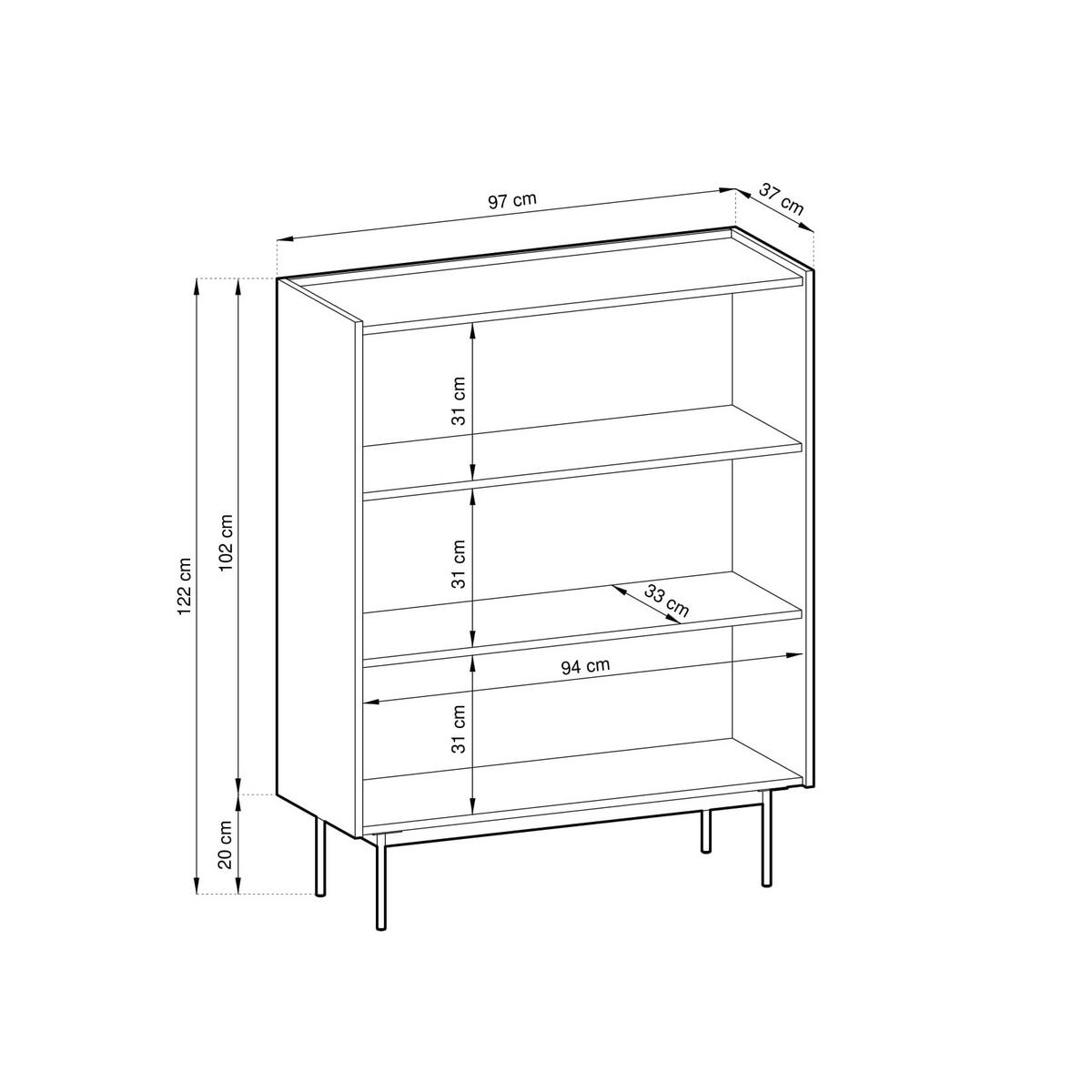 HIGHBOARD COLORE 97/122/37 cm mit 2 Türen Kaschmir - Kaschmir, Holzwerkstoff (97/122/37cm) - MASSENO