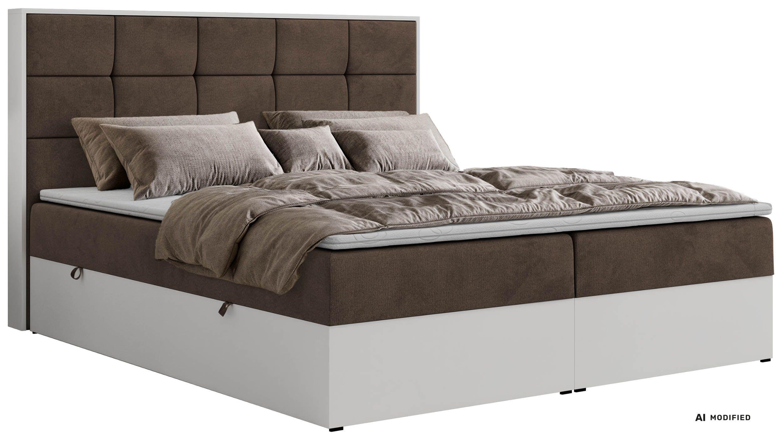 BOXBETT ALVIT 160/200 - Braun Velvet - Topper Visco - H3 - Schwarz/Braun, Kunststoff/Textil (160/200cm) - MKS