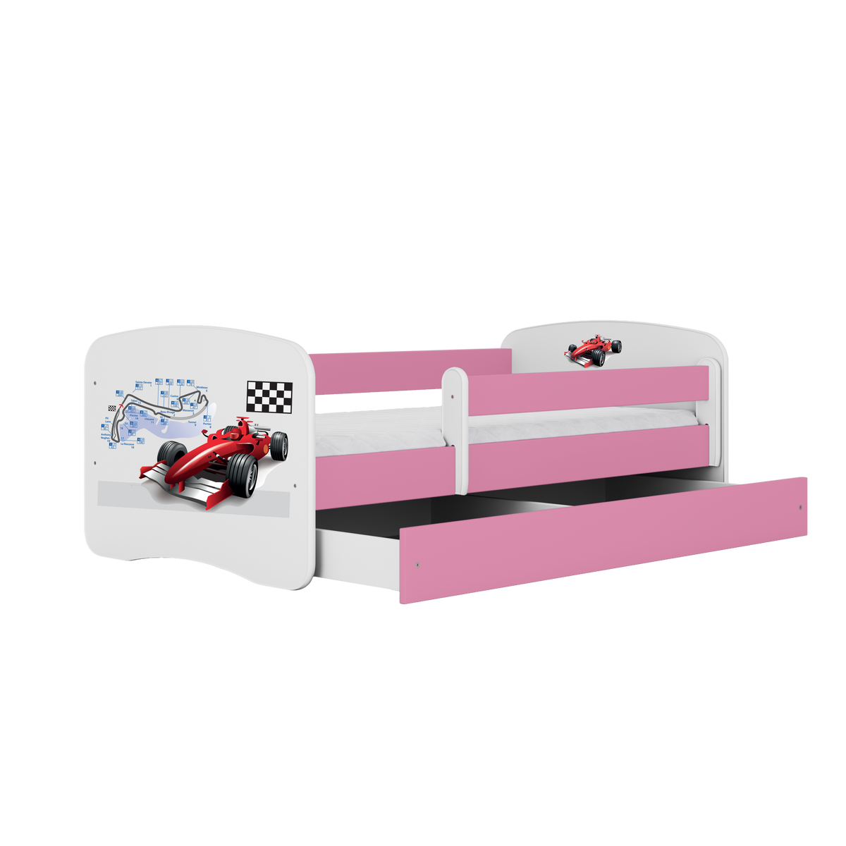 KINDERBETT Formel 1 mit Schublade und Matratze 180/80 - Rosa, Holzwerkstoff (80/180cm) - RAUMHIRSCH FURNITURE