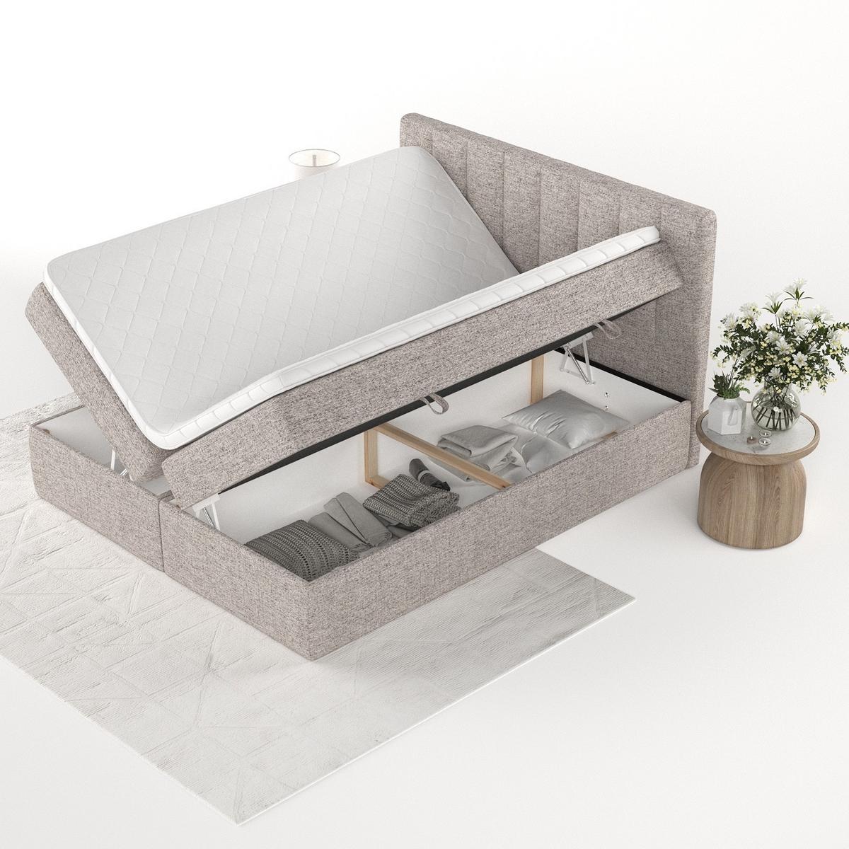 BOXBETT Bari 160/200 cm Beige im Neve Stoff - Beige, Holz/Holzwerkstoff (160/200cm) - AltaBeds