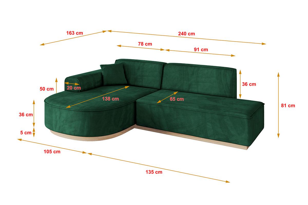 ECKSOFA Ottomane Links ARRIO-L1 - 243x171x83 cm Dunkelgrün - Grün, Holzwerkstoff/Textil (243/171cm) - ALTDECOR