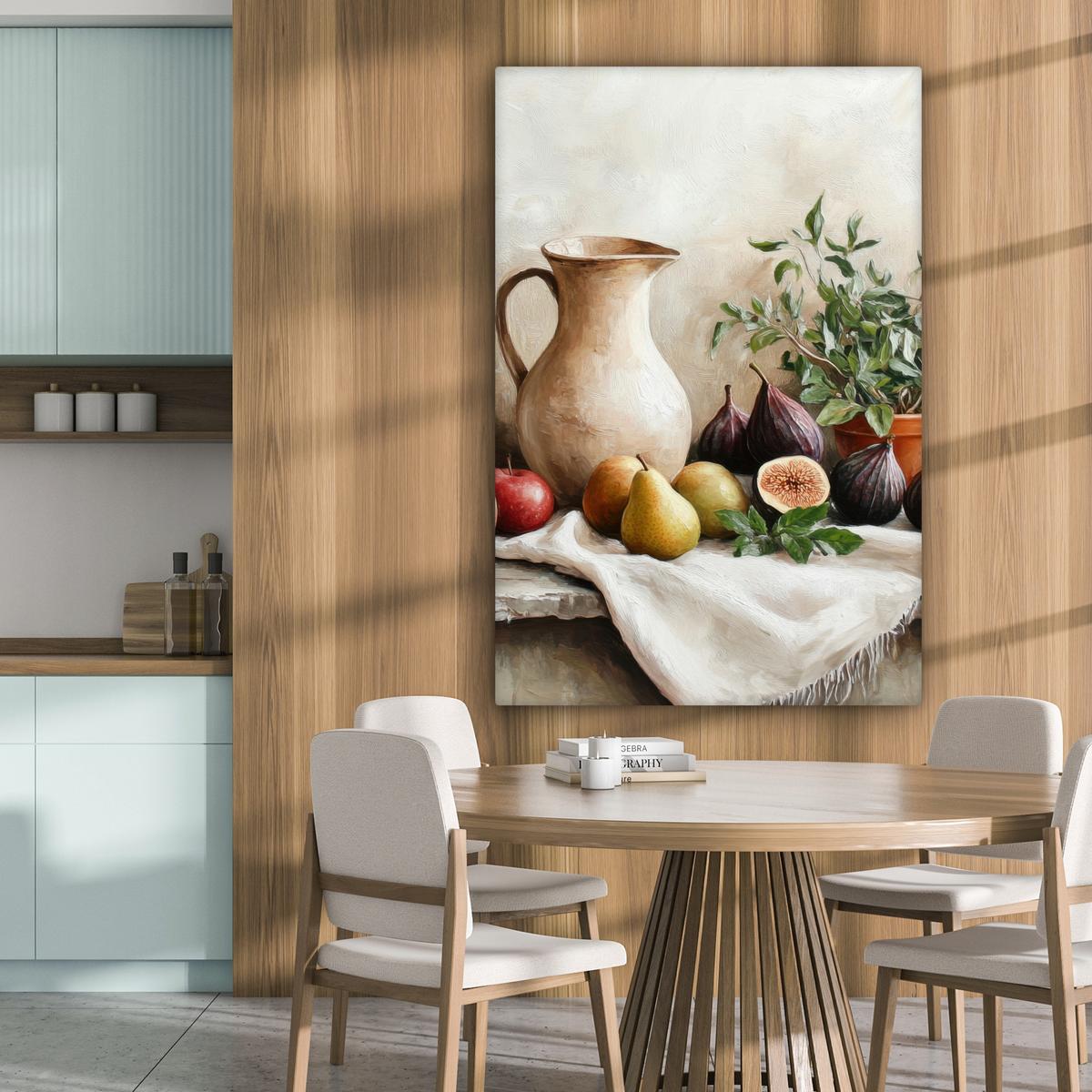 LEINWANDBILD Obst - Kräuter - Ländlich Deko XXL 80x120 cm - Naturfarben, Textil (80/120cm) - MuchoWow