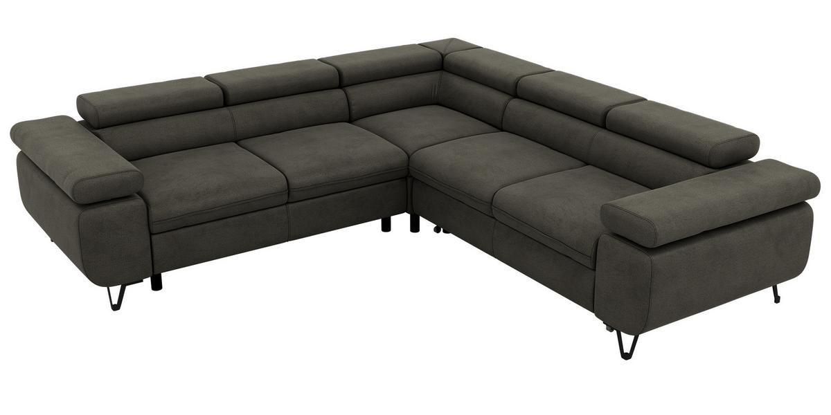 ECKSOFA QUADRO L - Anthrazit Velvet - Links Seite - Anthrazit/Schwarz, Textil/Metall (269/269cm) - MKS