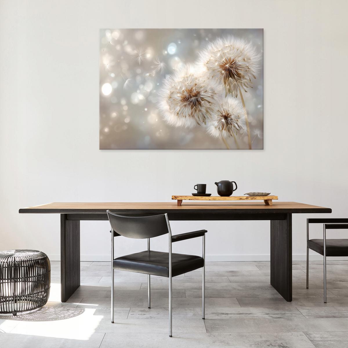 LEINWANDBILD Pusteblumen Blumen Beige 60x40 cm - Multicolor, Holzwerkstoff (60/40cm) - Wallarena