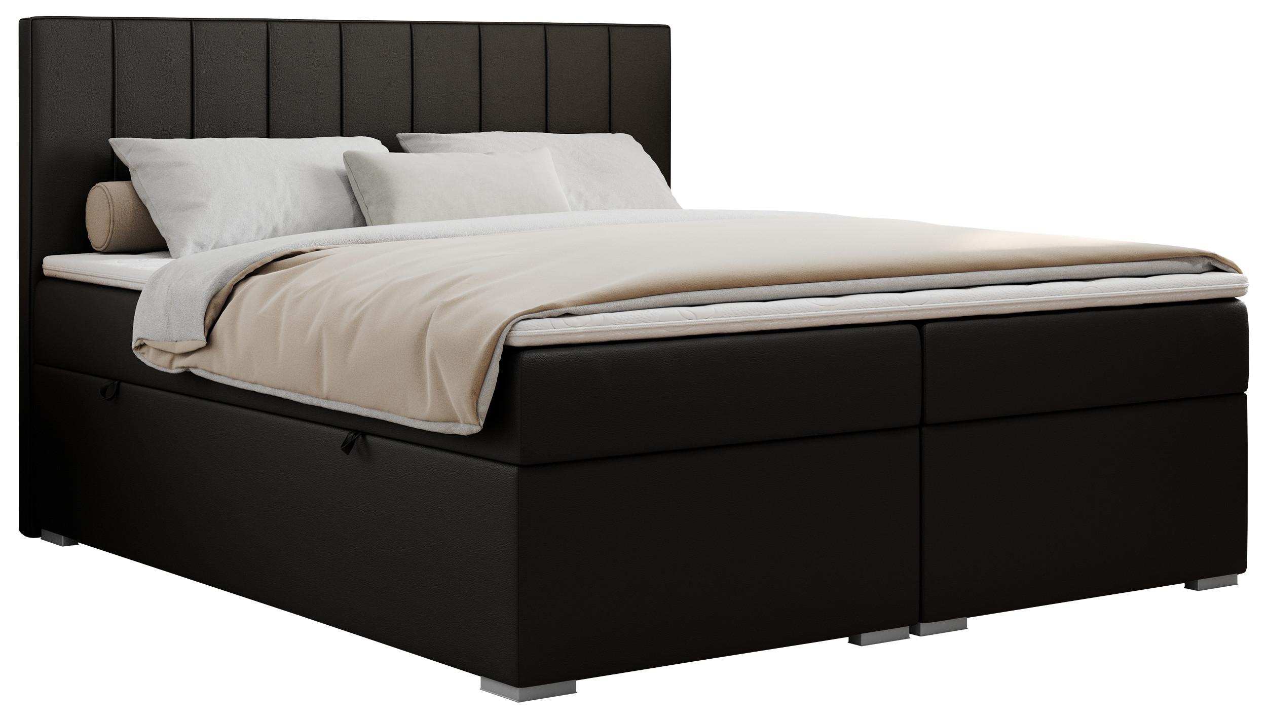 BOXBETT ALLY 160/200 Schwarz Kunstleder - H3 - Schwarz, Holz/Textil (160/200cm) - MKS
