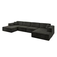 WOHNLANDSCHAFT IREA-U2-v4 - 386x165x77 cm Schwarz - Schwarz, Holzwerkstoff/Textil (386/77/165cm) - ALTDECOR