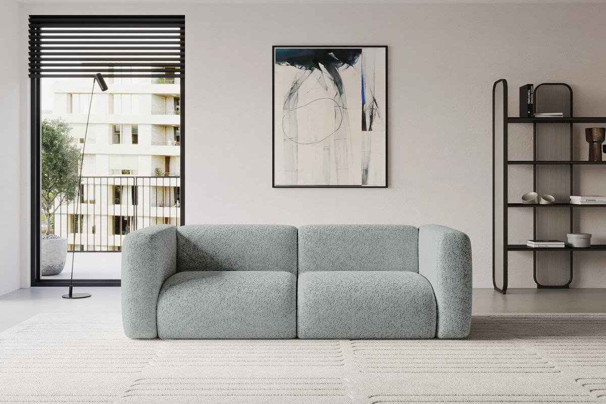 MODULARES Sofa 2-SITZER MIRA-S1 228x89x70 Grün cm Velours - Schwarz/Hellgrün, Holzwerkstoff/Kunststoff (228/70/89cm) - ALTDECOR