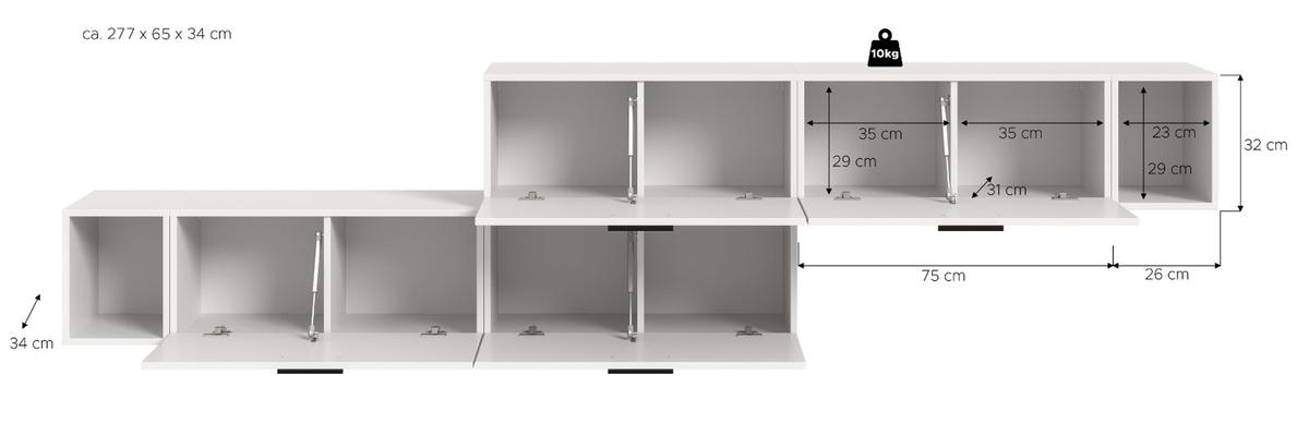 SIDEBOARD weiß 277 cm, Kommode mit Soft-Close - Schwarz/Weiß, Holzwerkstoff/Kunststoff (277/65/34cm) - Inn.Furn