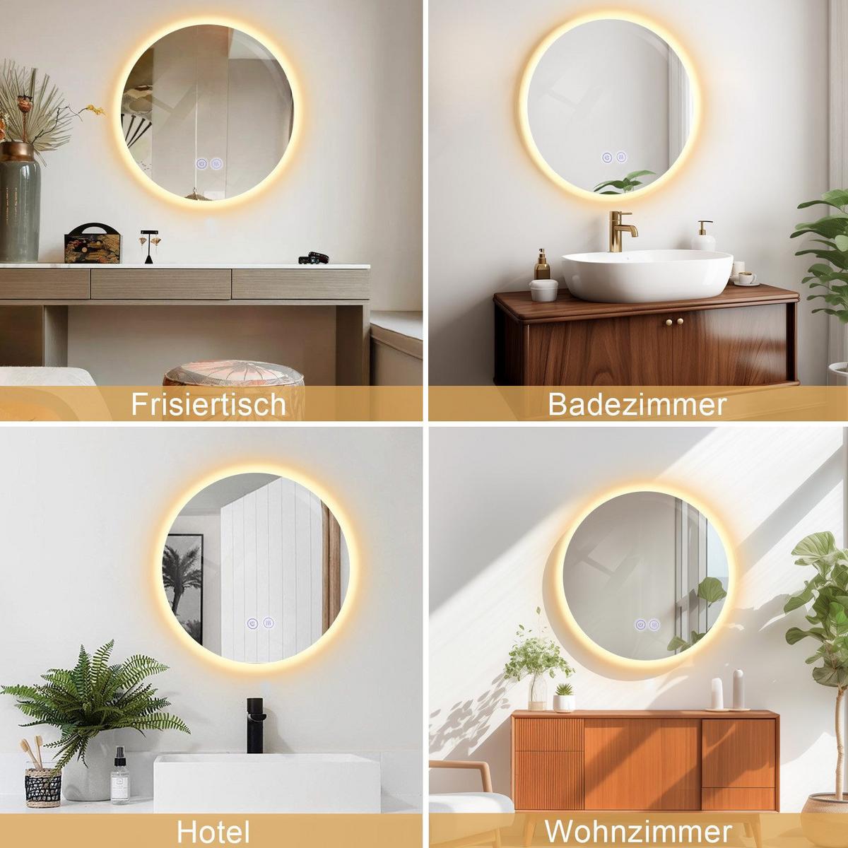 BADEZIMMERSPIEGEL Redman mit LED-Leuchte Ø50 cm - Weiß, Glas (50/3.3/50cm) - Nettlife