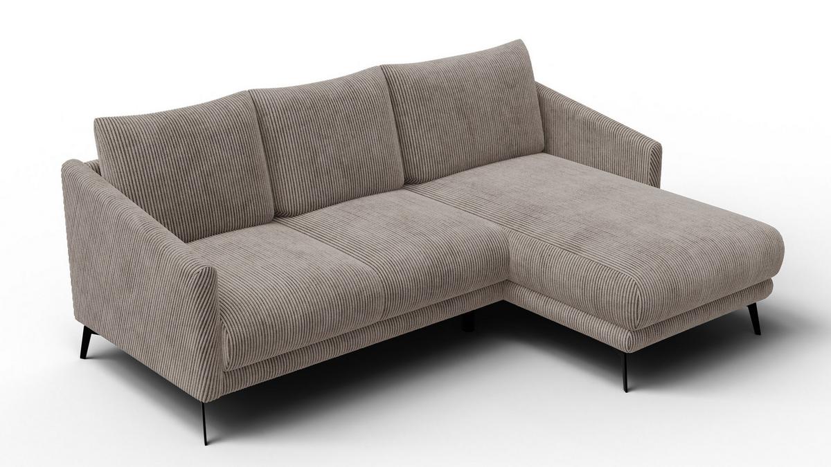ECKSOFA VILT 3-Sitzer, taupe - Taupe/Schwarz, Holzwerkstoff/Textil (221/156cm) - Wozimo