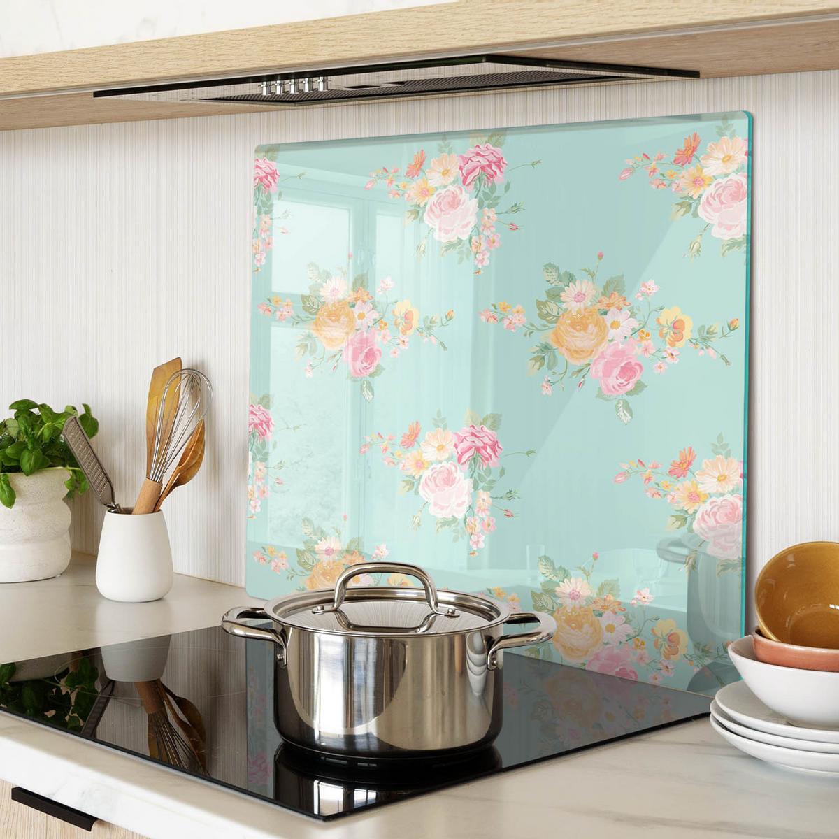 GLASPLATTE 60x52 cm Blumenmuster - Multicolor, Glas (60/0.4/52cm) - TULUP