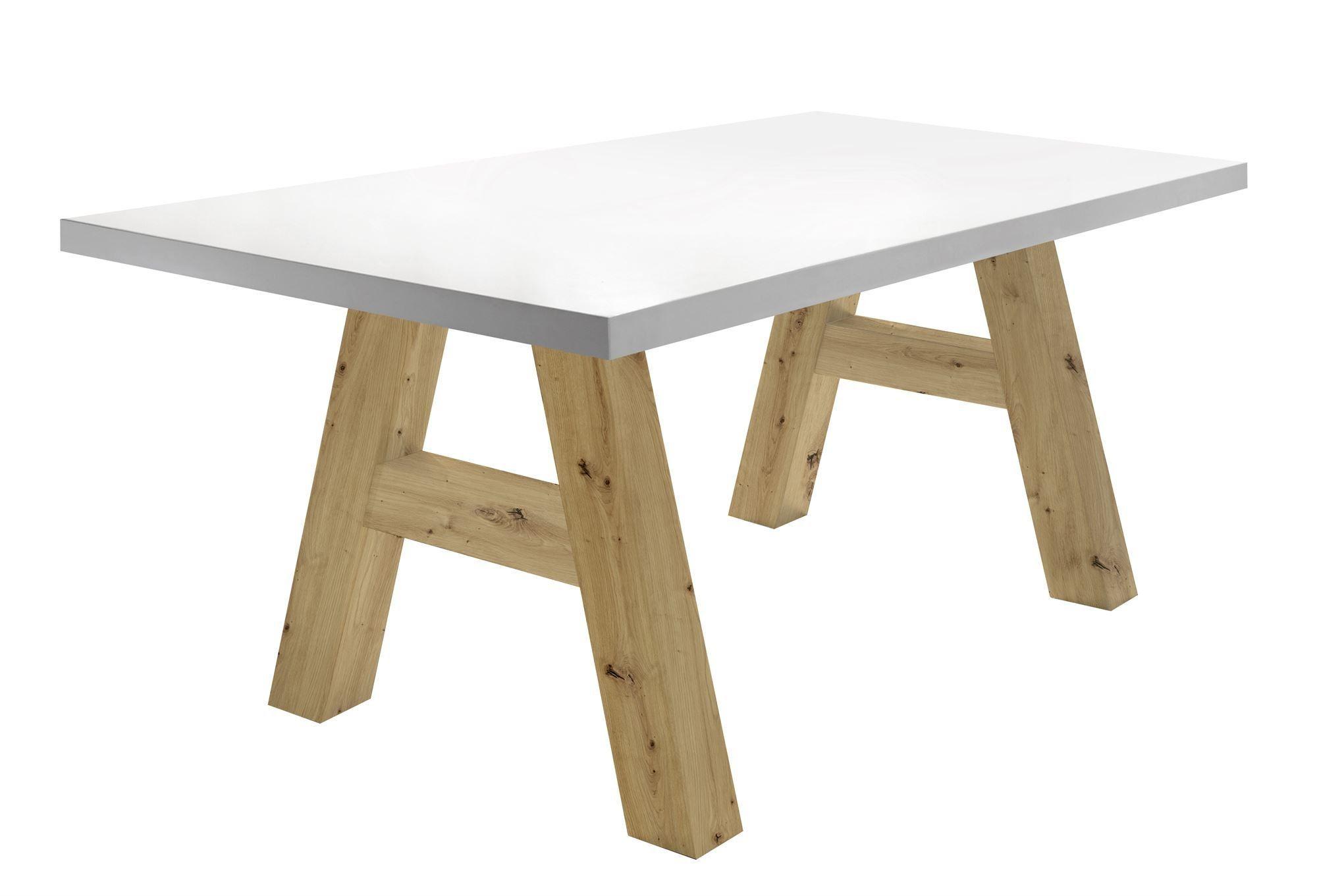 ESSZIMMERTISCH Elia 2 200 x 100 x 75 Esstisch Asteiche/Weiß Matt Lack - Weiß, Holz (200/100/75cm) - 58aufmkessel