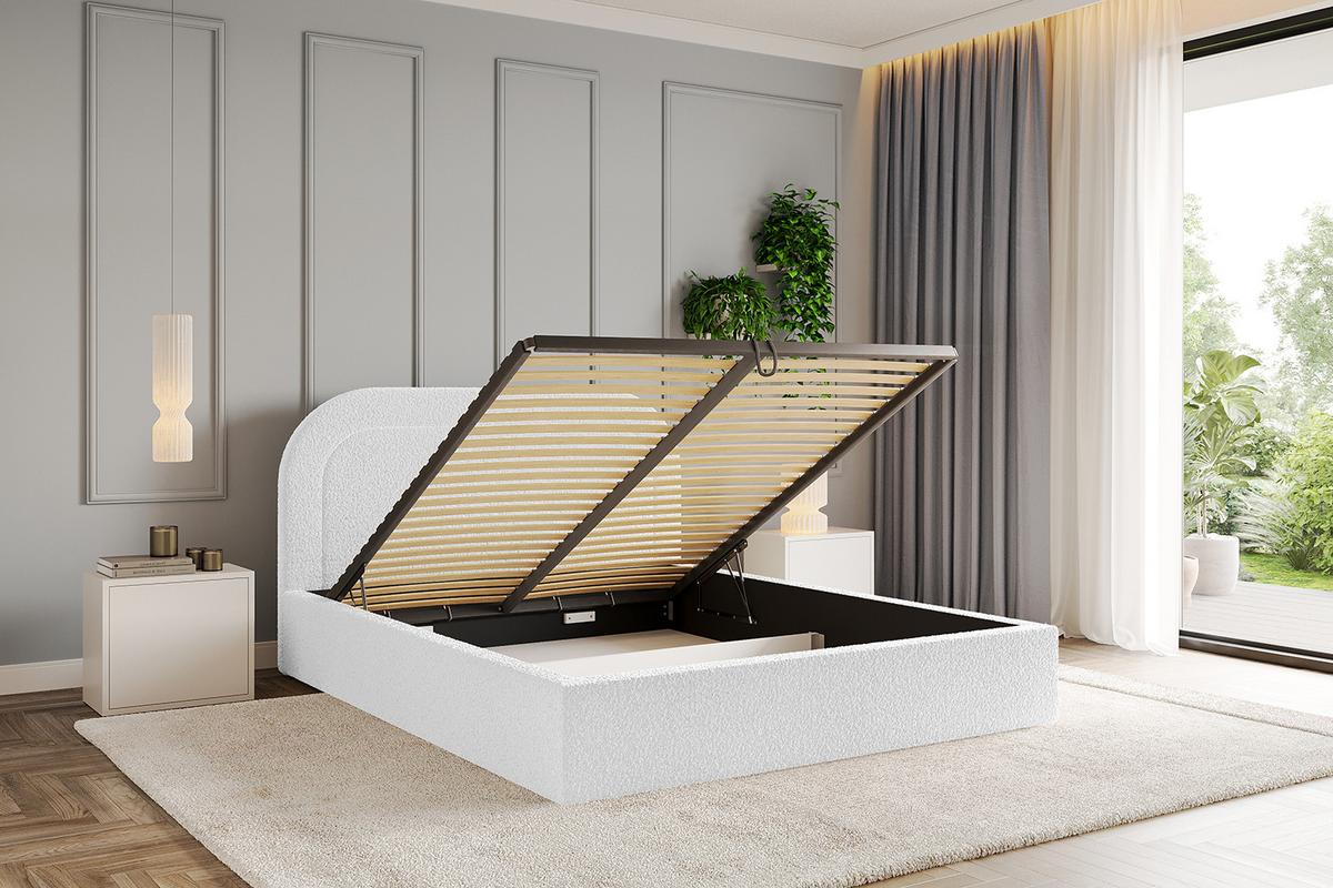 POLSTERBETT mit Bettkasten und Lattenrost, Bett mit Matratze H3/H4 - LERAY 120x200 Weiß - Weiß, Holzwerkstoff/Textil (120/200cm) - ALTDECOR
