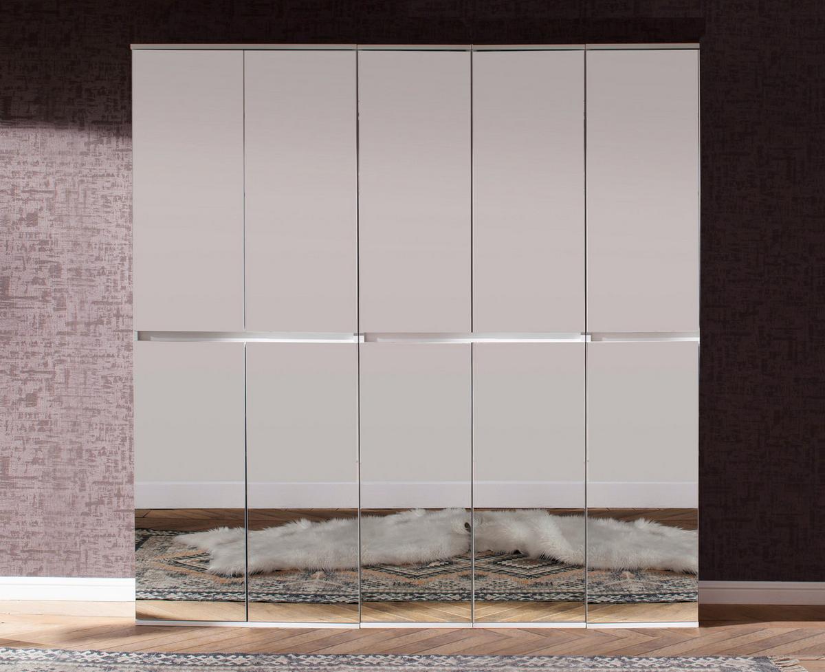 GARDEROBENSCHRANK weiß 185 x 191 cm, Schuhschrank mit Spiegeltüren - Weiß, Glas/Holzwerkstoff (185/191/34cm) - Top.Furn