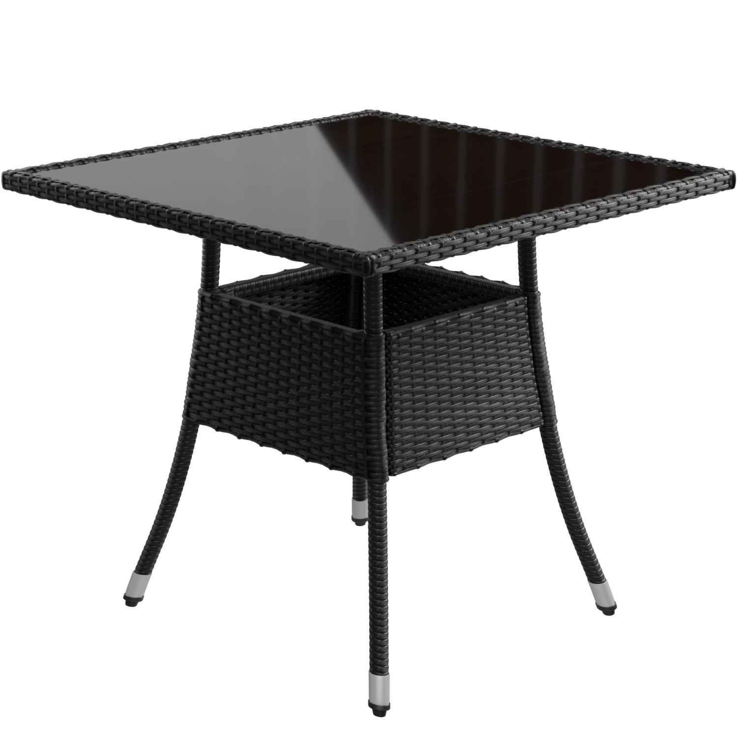 GARTENTISCH Yoro schwarz 80x80 cm - Schwarz, Kunststoff (80/80/73cm) - Juskys