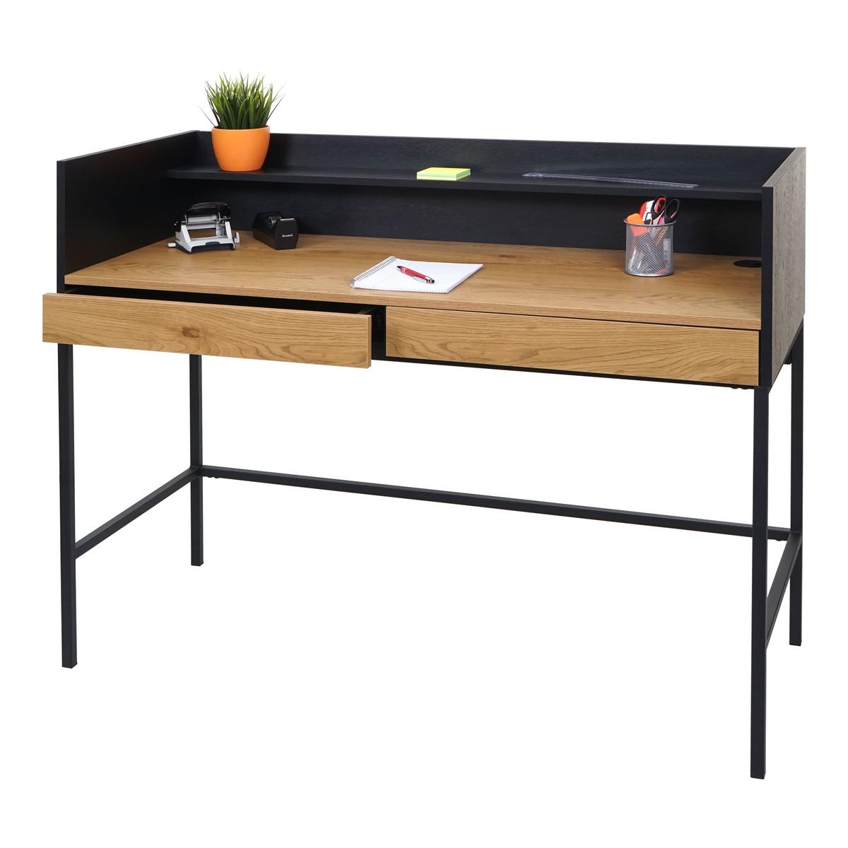 SCHREIBTISCH Schwarz, Braun - Schwarz/Naturfarben, Holz (50/120/99cm) - MCW