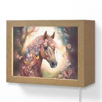 WANDLEUCHTE Pferd - Natur - Blumen - Schmetterlinge - Wald 20x15 cm - Dunkelbraun, Holzwerkstoff (20/15/8cm) - OnlyWow