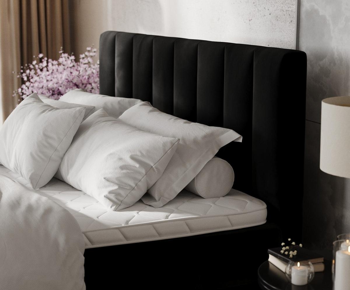 BOXBETT Lusso 140/200 cm Schwarz im Kronos Stoff - Schwarz, Holz/Holzwerkstoff (140/200cm) - AltaBeds
