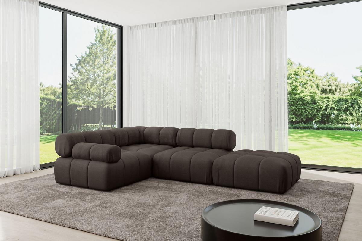 ECKSOFA modulares Sofa Felto-L1 - 285x190x70 cm Braun Velours - Braun, Holzwerkstoff/Textil (285/190cm) - ALTDECOR