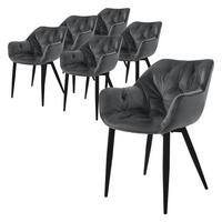 ESSZIMMERSTÜHLE 6er Set Anthrazit Samt - Schwarz/Grau, Metall (67/83/59cm) - ML-DESIGN