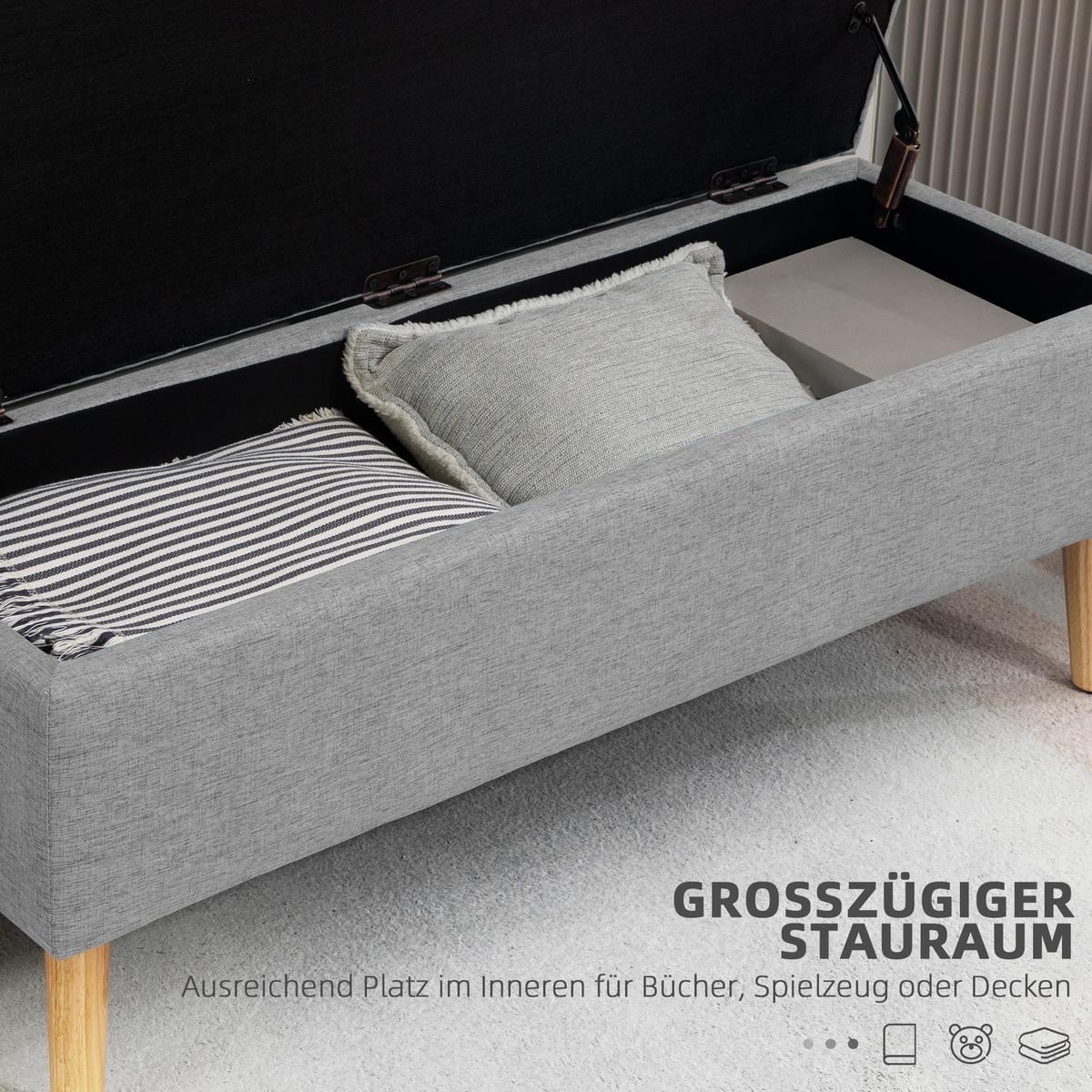 TRUHENBANK scandinavia Polyester Holz Grau - Grau, Kunststoff (39/45/110cm) - HOMCOM
