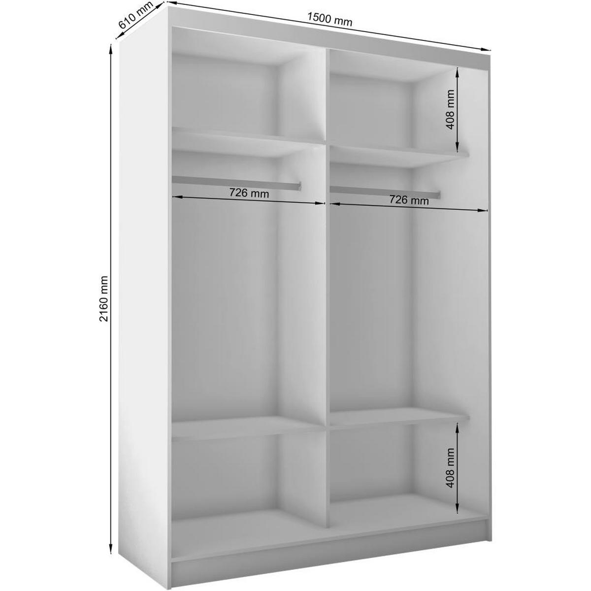 SCHWEBETÜRENSCHRANK Mario 150/216/61 schwarz - Schwarz, Holzwerkstoff (150/216/61cm) - Beautysofa