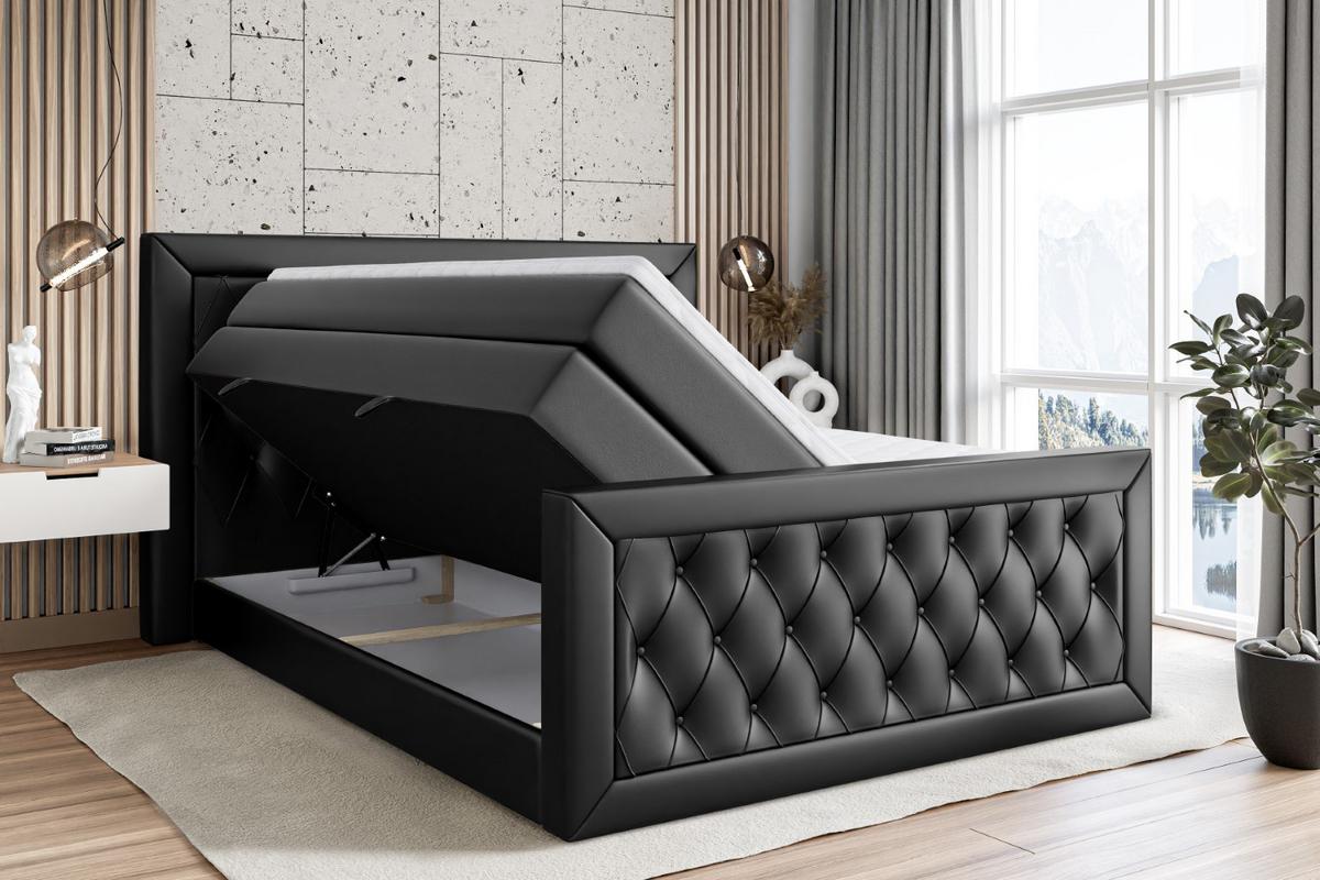BOXSPRINGBETT NOEL-Z KING - 140 x 200 - H3/H4 - Schwarz Hochglanz - Schwarz Hochglanz, Holzwerkstoff (140/200cm) - ALTDECOR