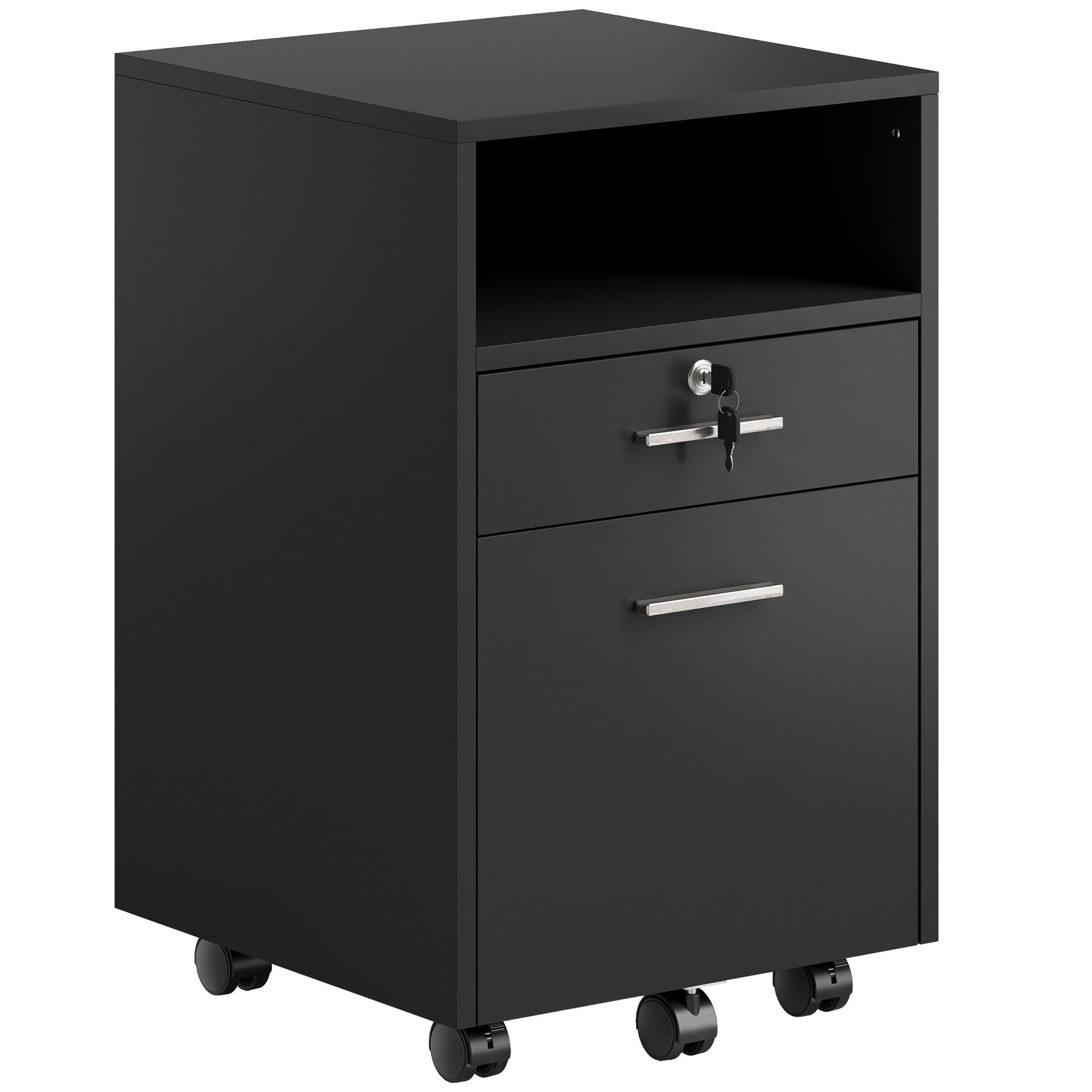 AKTENSCHRANK Spanplatte Schwarz - Schwarz, Holzwerkstoff/Metall (40/65/40cm) - Vinsetto