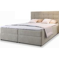 BOXBETT GLOS 140x200 cm mit Matratze und Topper, H2+H3 - Beige - Beige, Holz (140/200cm) - MASSENO