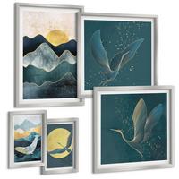 BILDER SET 5er Set - 50x50 cm & 20x30 cm & 40x60 cm Silberner Rahmen - Familie, Liebe, Wärme, Zuhause - Silberfarben, Kunststoff (40/60cm) - TULUP