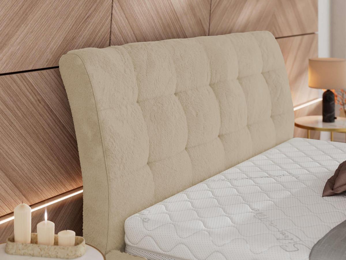 POLSTERBETT GALA CLASSIC 160/200 - Creme Plüsch - Multipocket-Matratze - Creme, Textil (160/200cm) - MKS