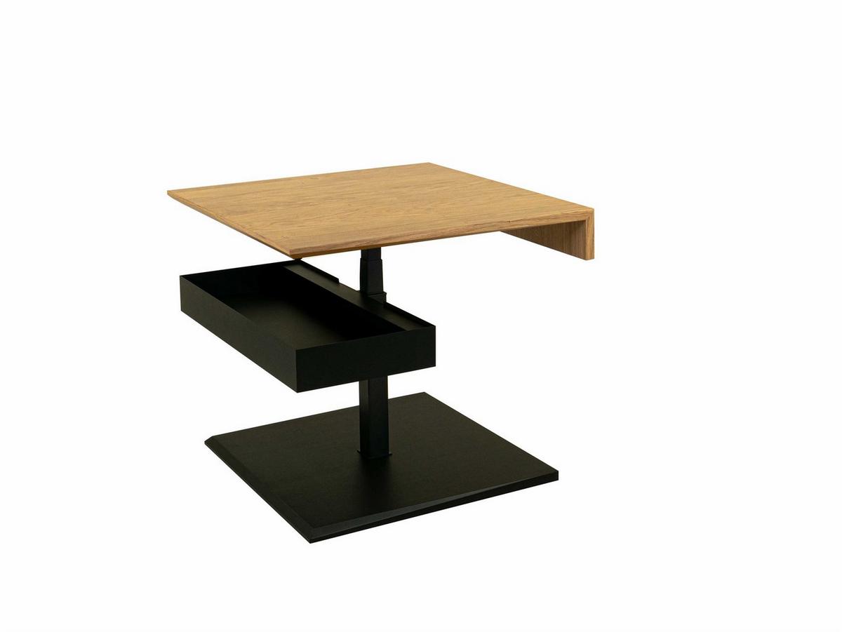 COUCHTISCH höhenverstellbar Codi 70x47x70 Furnier Schwarz/Wildeiche - Wildeiche/Schwarz, Glas (70/70/70cm) - 58aufmkessel