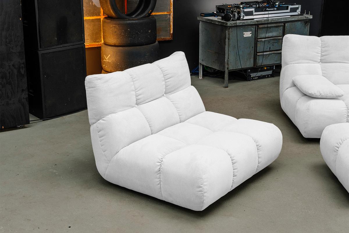SITZGRUPPE VIVIEN 3ER SET Weiß Cord (1er-Set) - Weiß, Kunststoff/Textil (510/85/359cm) - KAWOLA