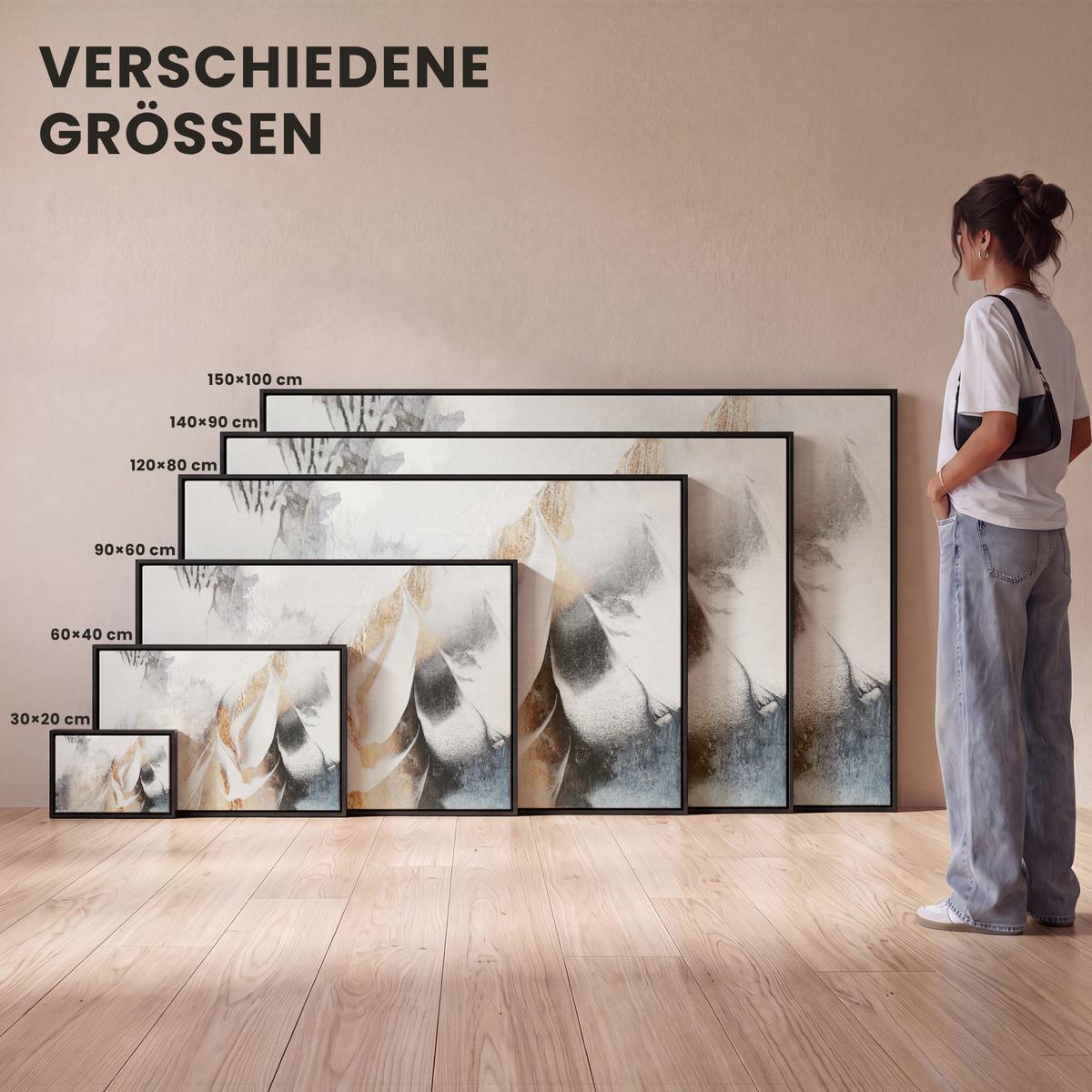 LEINWAND Bilder mit Rahmen - Luxus - Abstrakt - Gold - Weiß - 60x40 - Goldfarben, Textil (60/40cm) - MuchoWow