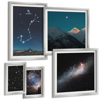 BILDER SET 5er Set - 50x50 cm & 20x30 cm & 40x60 cm Silberner Rahmen - Weltraumlandschaften von Galaxien - Silberfarben, Kunststoff (40/60cm) - TULUP