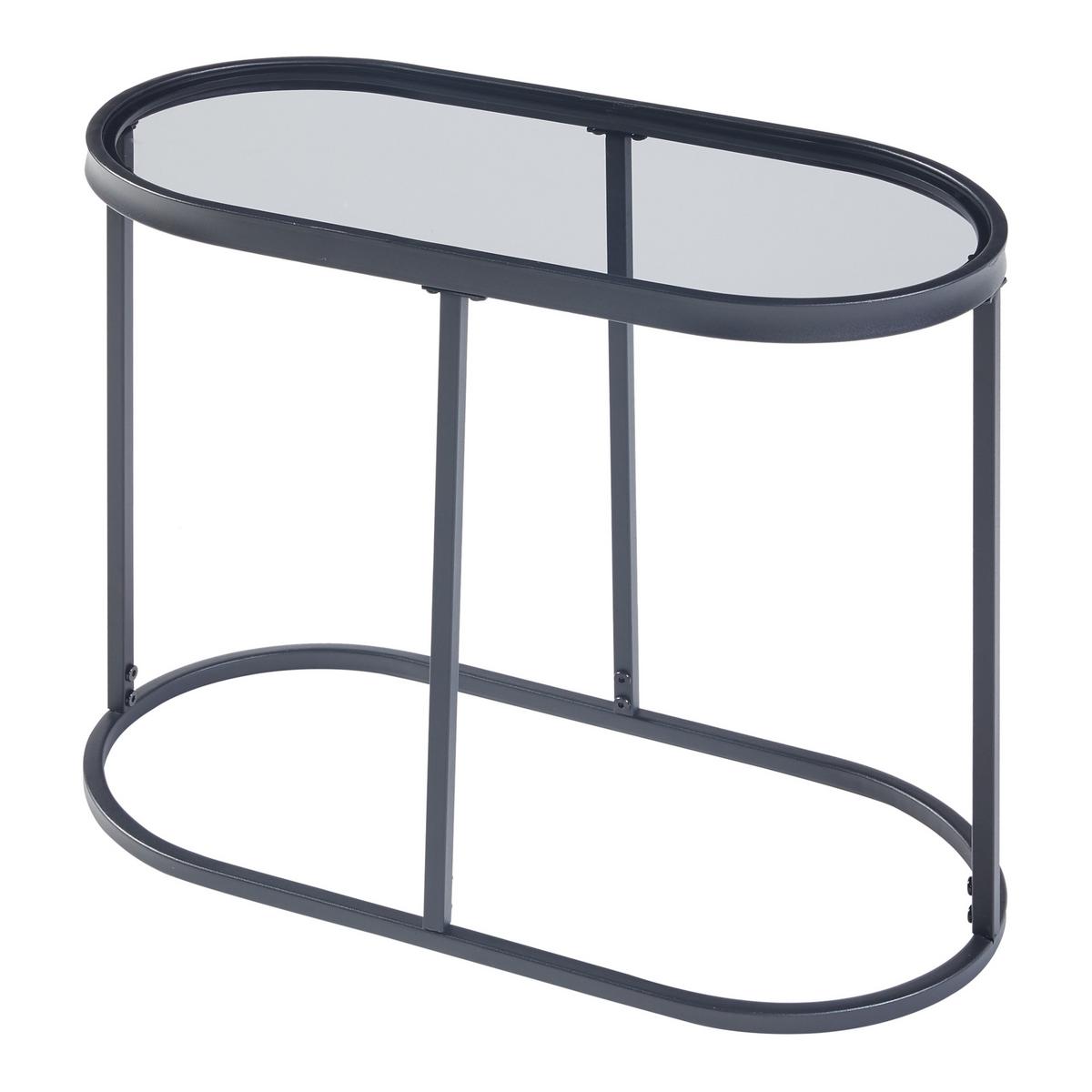 BEISTELLTISCH Luleå - Schwarz, Glas/Metall (27.5/55/45cm) - [en.casa]