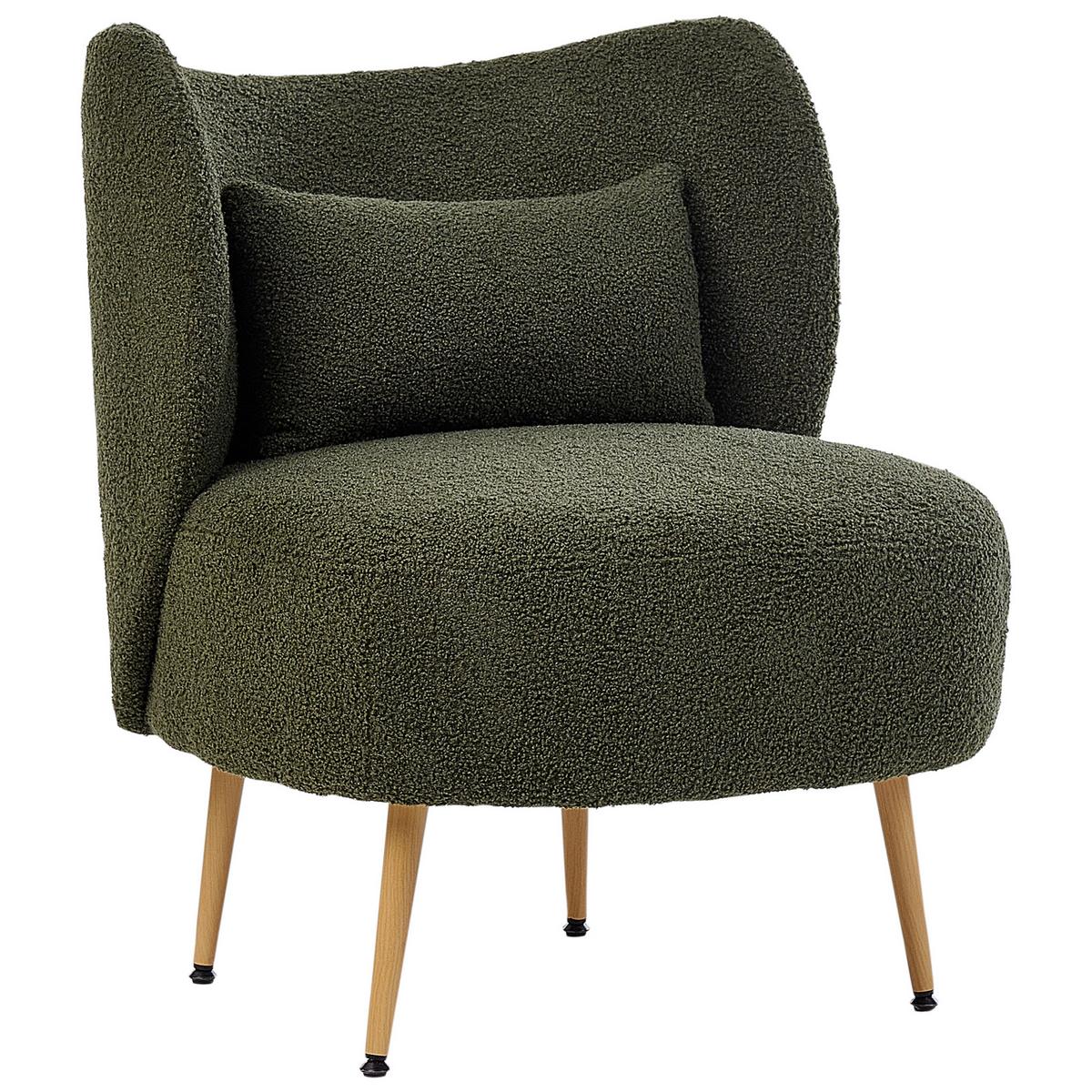 SESSEL Dunkelgrün Otsby II - Dunkelgrün/Braun, Textil (60/76/55cm) - Beliani