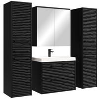 BADMÖBEL-SET Etna 5 Teile Schwarz Matt - 60 x 35 x 51 cm - Schwarz, Holz (60/51/35cm) - Badplaats