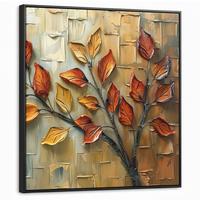 LEINWAND Bilder mit Rahmen - Baum - Abstrakt - Natur - Kunst - 90x90 - Goldfarben, Textil (90/90cm) - MuchoWow