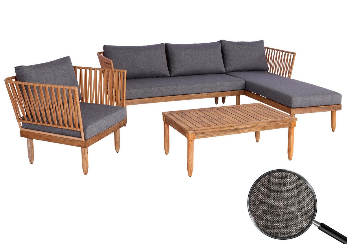 GARTEN-GARNITUR Braun, Grau - Braun/Grau, Holz - MCW